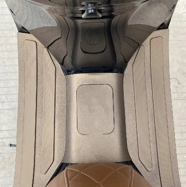 3D rubber motorcycle front foot pad accessory in black/grey or bronze/gold colour options.