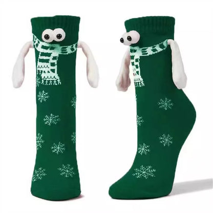 Couple magnetic handle Christmas hand socks in various festive designs