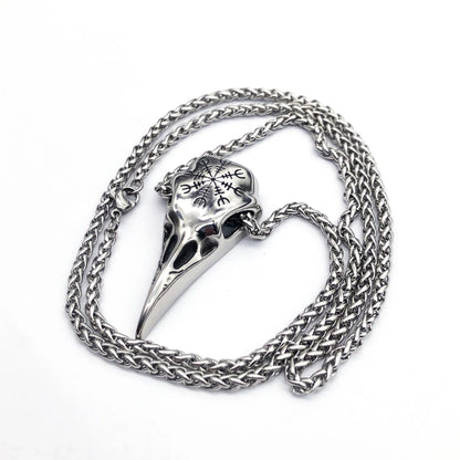 Stylish titanium steel Viking skull pendant necklace with an eagle beak design