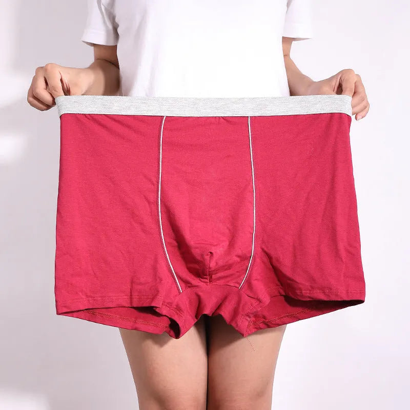 Men's oversized cotton baggy boxers in black, red, grey, blue or purple, sizes XL-3XL, 95% cotton