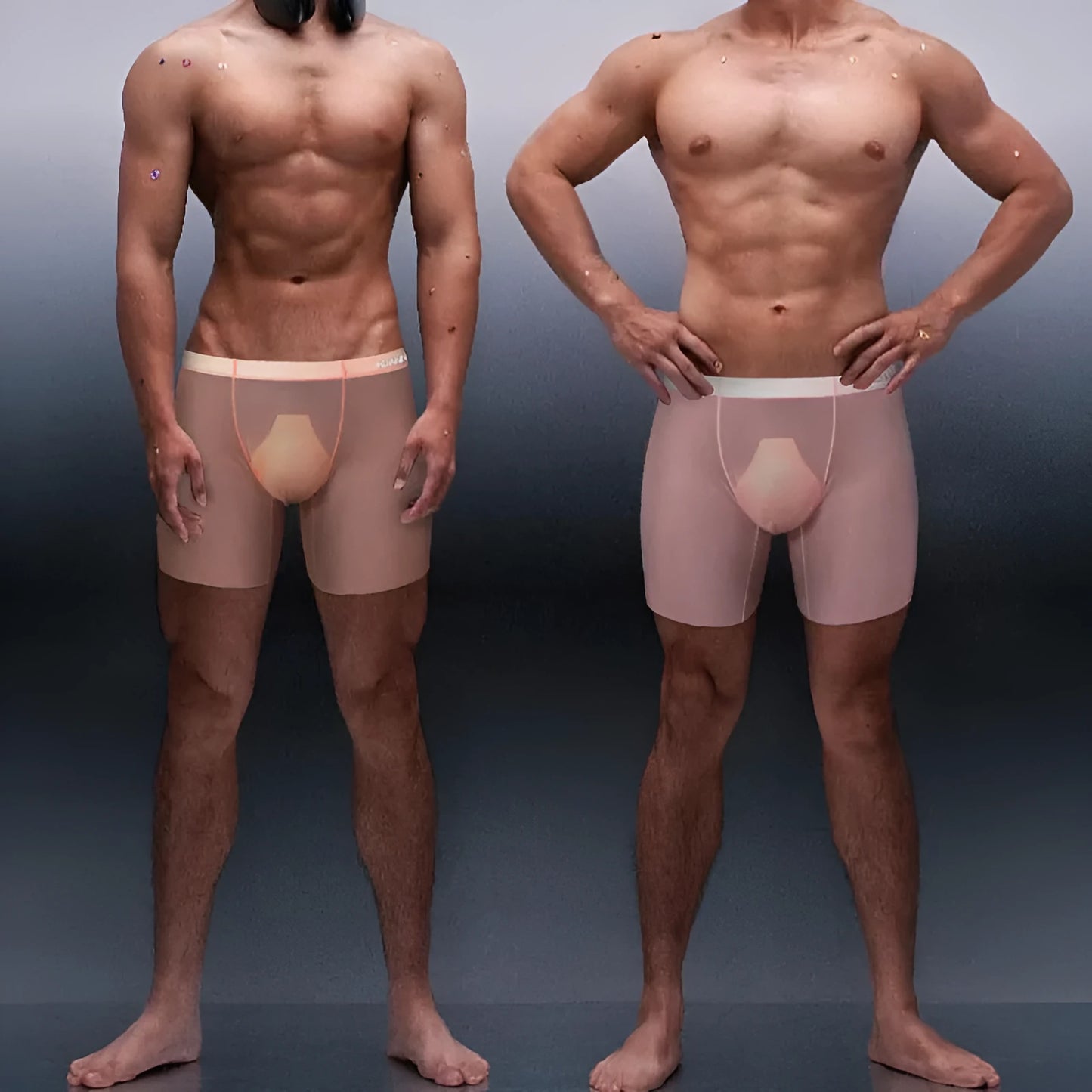 Orange seamless sports pants with U convex design and low waist for men