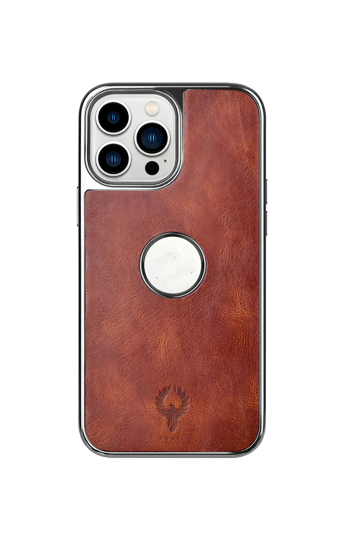 Brown PU leather plated phone case for iPhone 13 and iPhone 13 Pro with shockproof TPU and PC construction