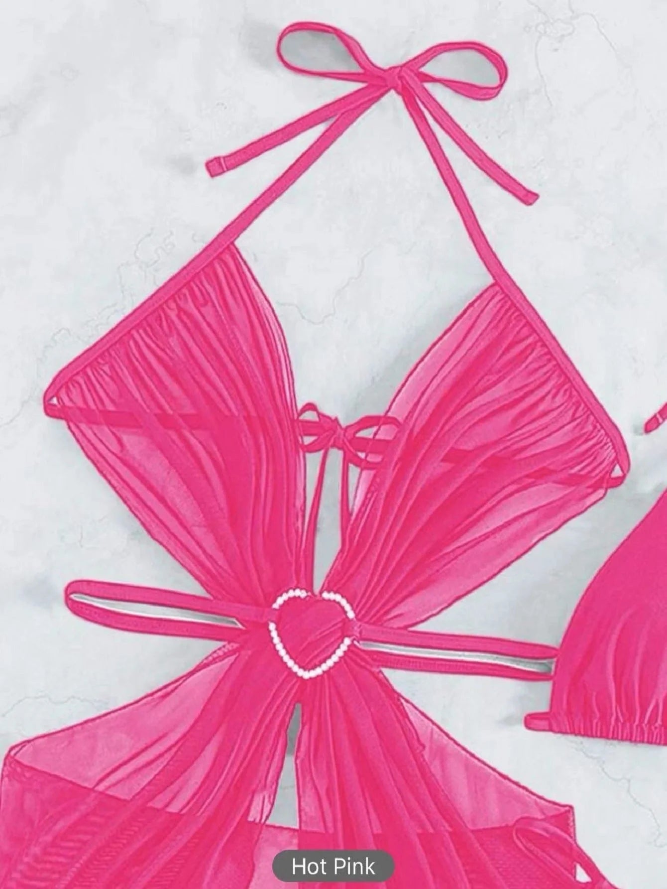 3-piece halter neck bikini set in solid colors for beach and summer wear