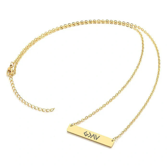 Women's gold and rose gold horizontal bar pendant necklace with adjustable chain