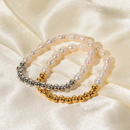 Margaux Freshwater Pearl Bracelet in gold and silver with stainless steel
