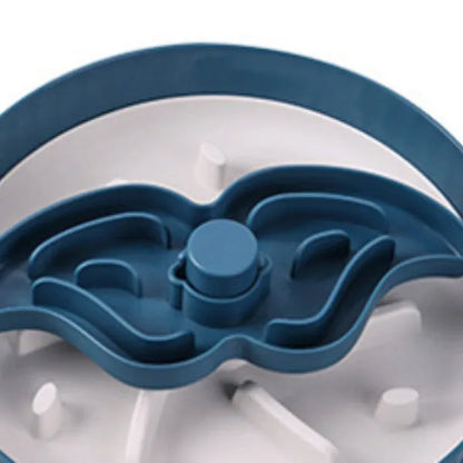 Pet food basin with rotating game board and textured silicone pad in multiple colour options including beige, blue, gray, green, and red