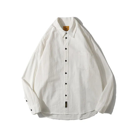 Men's loose-fit Japanese cardigan shirt in cotton for summer, available in multiple colours.