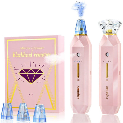 2-in-1 Blackhead Remover Vacuum Pore Cleaner with oxygen injection moisturizing in pink and sapphire blue