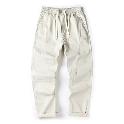 Wide-leg cotton trousers in milky white with antibacterial function and pants-mouth design