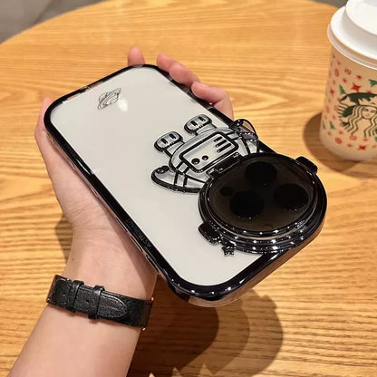 Glitter Astronaut Phone Case with Stand for iPhone in various colors