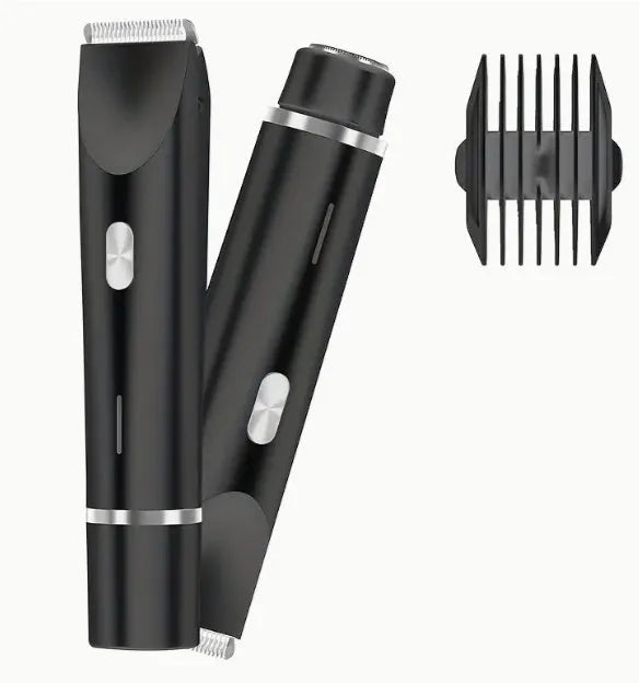 Pink 2-in-1 women's electric body hair shaver and trimmer for private pubic hair grooming