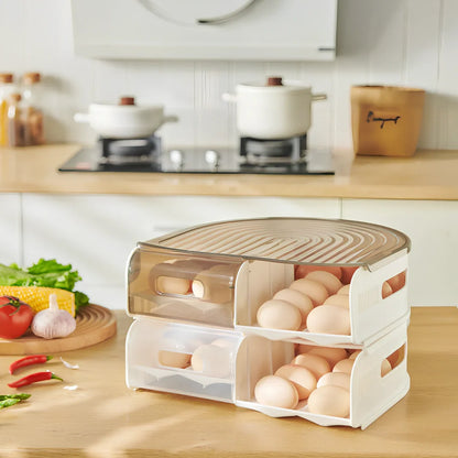 Stackable U-shaped egg storage box with semi-transparent PP construction showing egg compartments