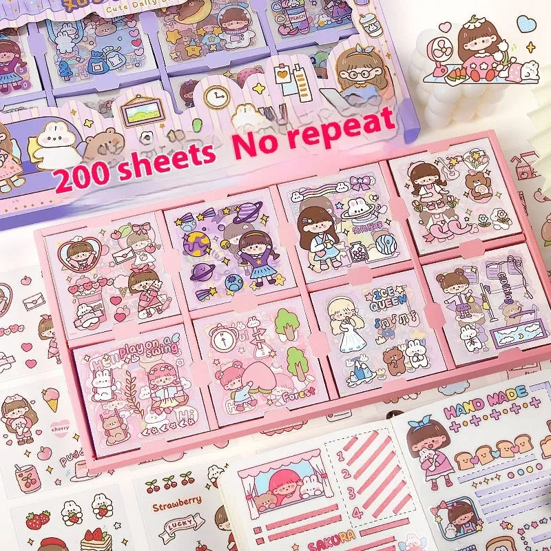 Sticker Goo Card Notebook open showing themed sticker sheets and colouring pages.