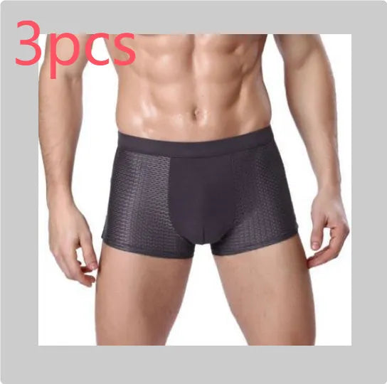 Men's modal boxer briefs with U convex design in dark blue colour showing breathable fabric texture