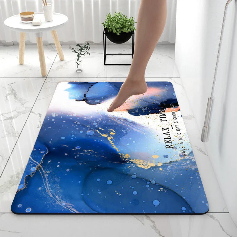 Premium anti-slip bathroom floor mat with durable diatom mud fabric and sponge-rubber base for superior moisture absorption and safety