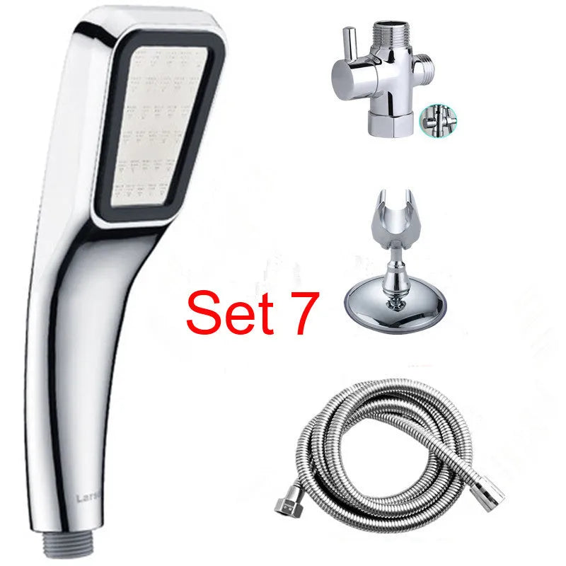 Orange plastic hand-held pressurised shower head with rain function