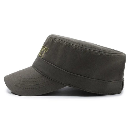 Men's adjustable cotton peaked cap in army green with dome crown design for sun protection
