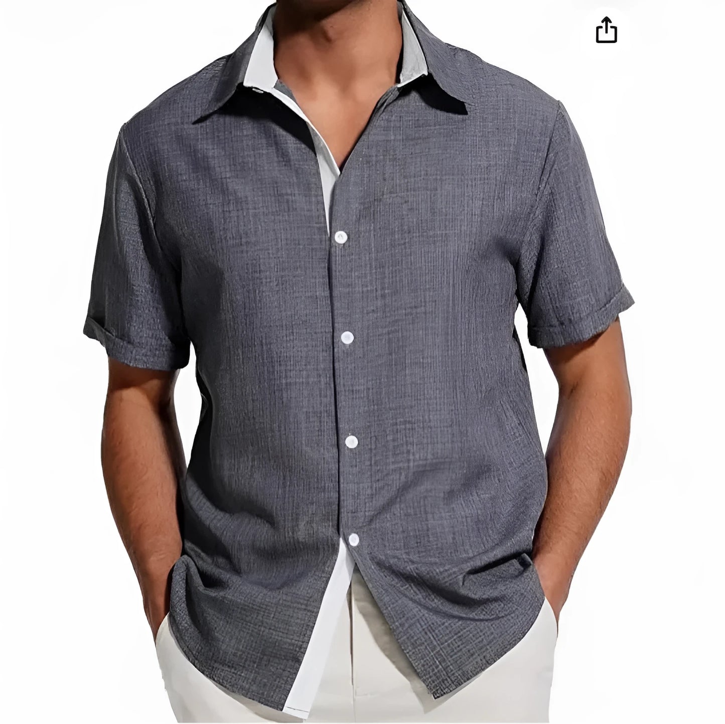 Men's floral print short-sleeved polyester shirt with cardigan collar in various colours