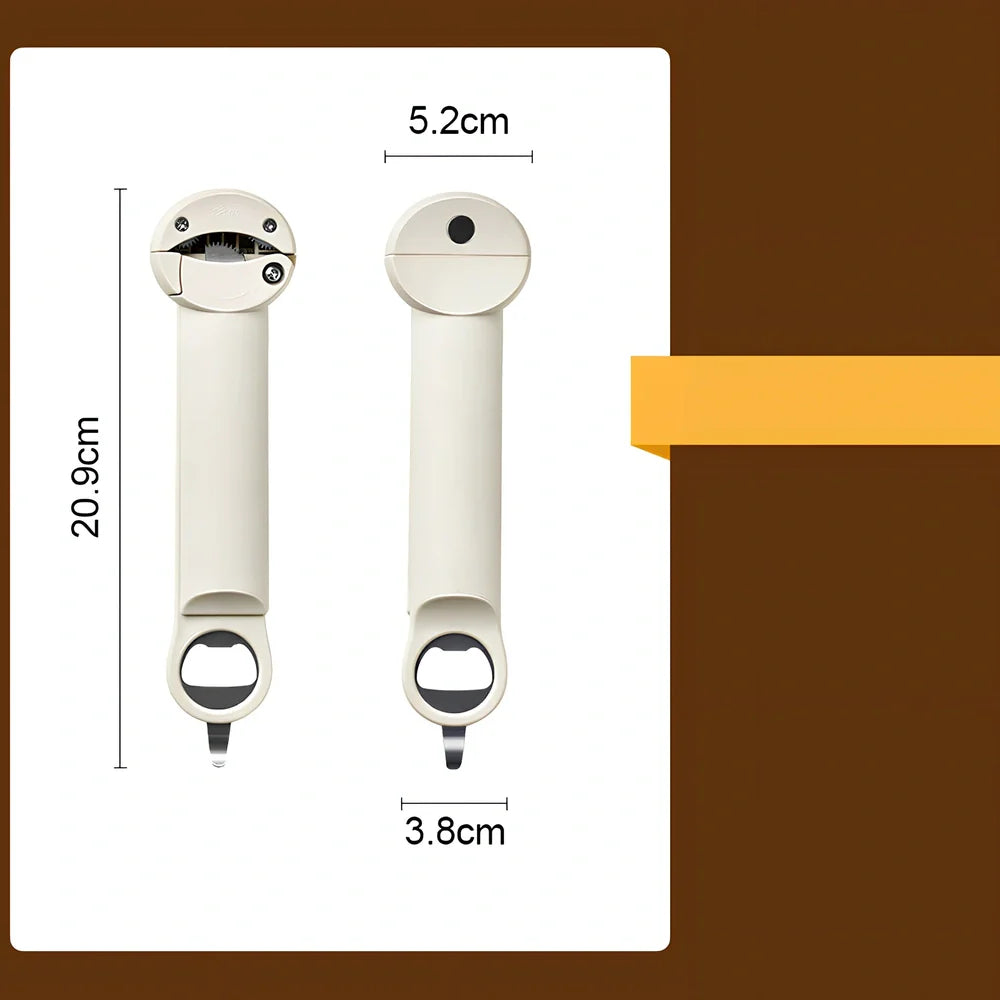 Stainless steel manual can opener with grey gear mechanism and ergonomic handles