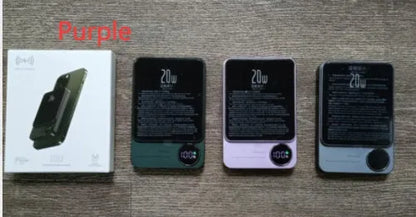 MagSafe magnetic wireless power bank in Cangling Green for iPhone 14, showing aluminium alloy case.