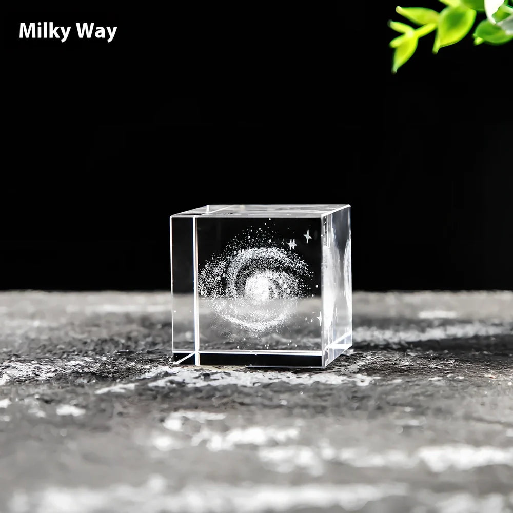 White crystal lotus cube desktop ornament showing geometric pattern and precise square dimensions