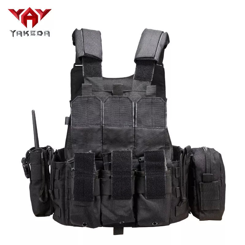 Tactical MOLLE Vest in black, CP camouflage, or wolf brown for outdoor training