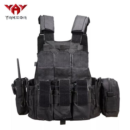 Tactical MOLLE Vest in black, CP camouflage, or wolf brown for outdoor training