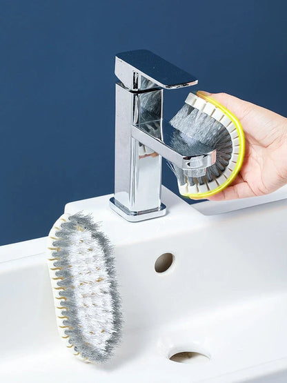 White flexible plastic bathroom tile cleaning brush measuring 15.5cm long