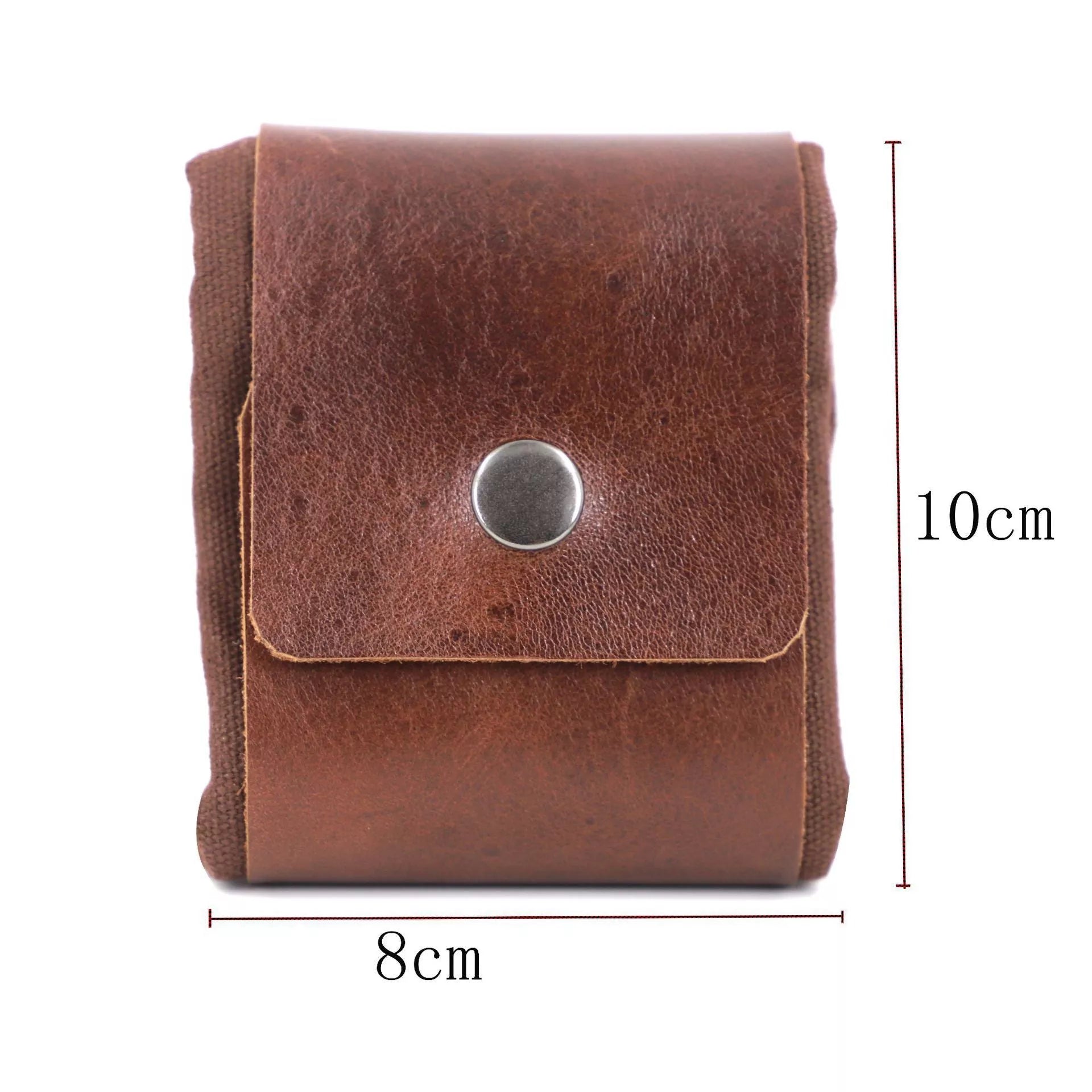 Leather and canvas foraging bag for outdoor adventures, collapsible design, 22*21cm