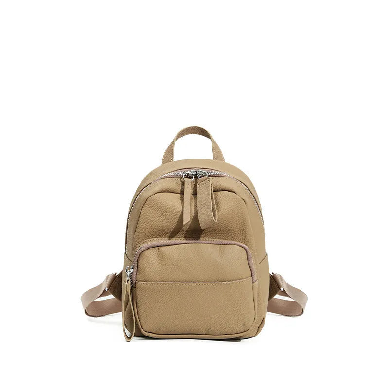 Women's leather backpack in urban simplicity style with organised internal compartments
