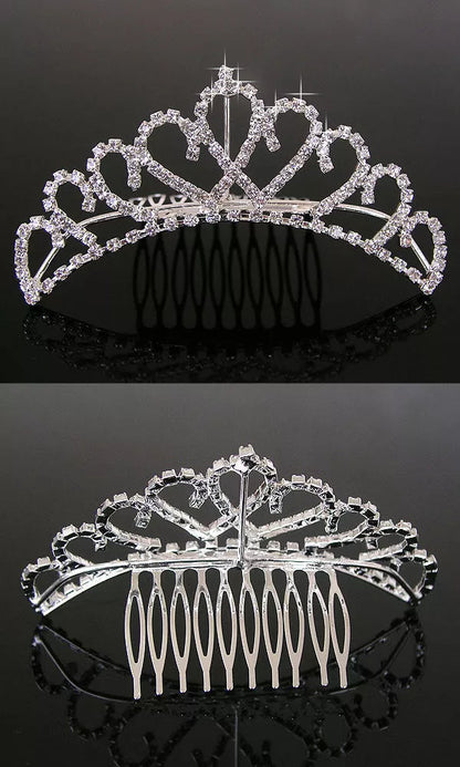 White rhinestone bridal crown headdress for weddings