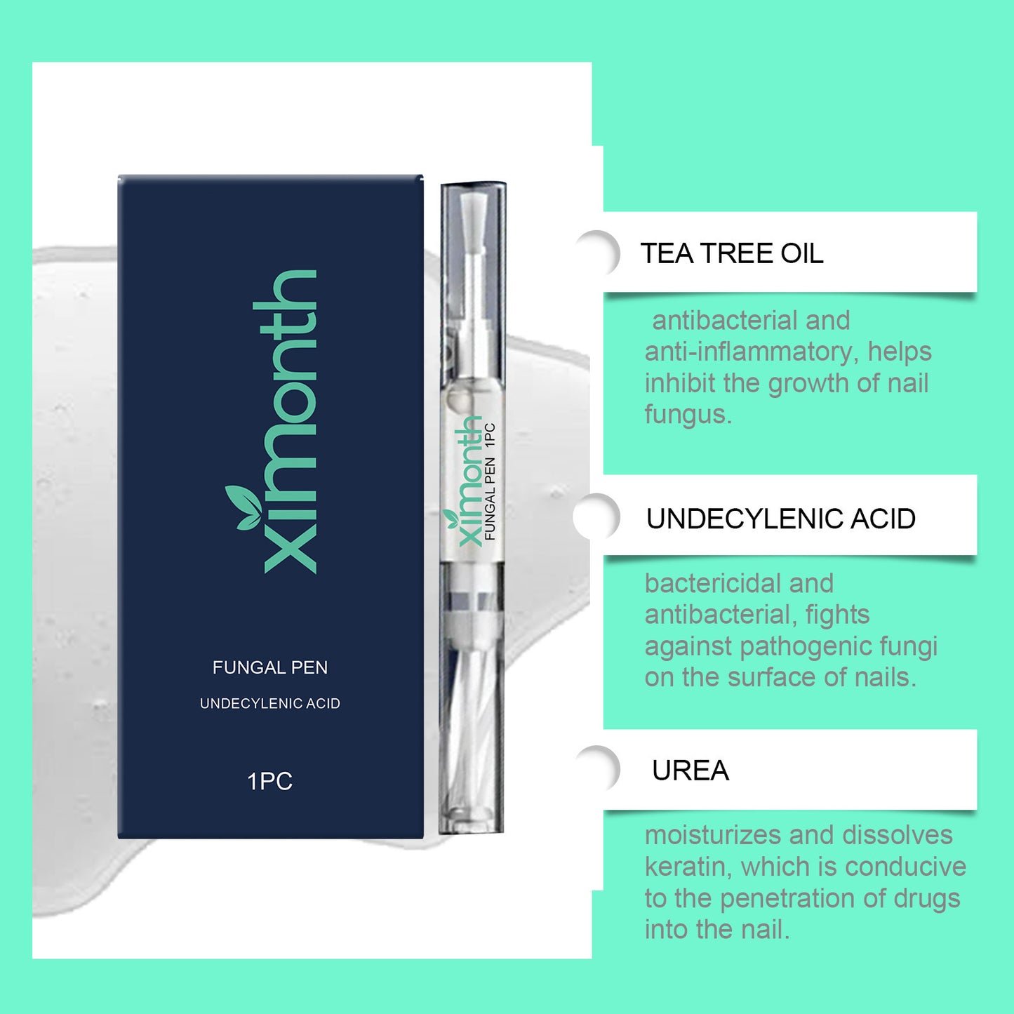 Repairing Antibacterial Nail Pen with tea tree oil, honey and clove leaves formula to strengthen and protect nails from fungal infections and damage