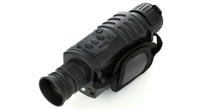 Black infrared monocular with 500m night vision range and 5x magnification for dark conditions