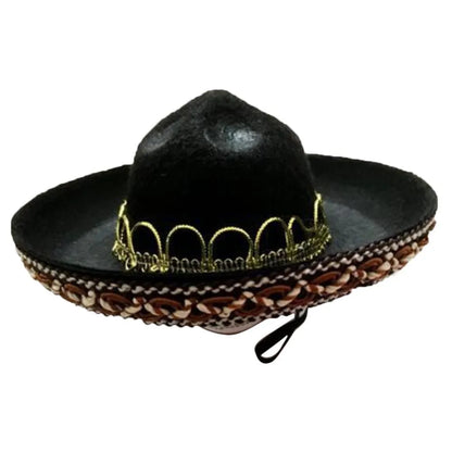Mexican style cloth pet hat with 17cm diameter in red ball or brown lace options