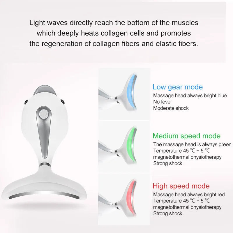 White neck massager for neck wrinkles, 120 x 83 x 50 mm, ABS and PC housing, USB rechargeable