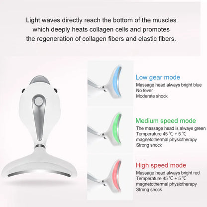 White neck massager for neck wrinkles, 120 x 83 x 50 mm, ABS and PC housing, USB rechargeable