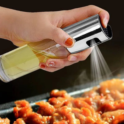 Gold ABS and glass kitchen oil vinegar spray bottle with push-pump mechanism
