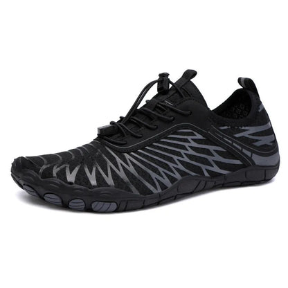 Men's outdoor sports shoes with lace-up front, breathable gauze lining, and non-slip rubber soles in multiple colour options