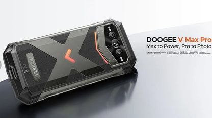 VMAX PRO mobile phone in black or grey colour, showing front view with charger and manual.