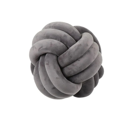 Knotted Plush Ball Design Round Throw Pillow in various colors and sizes