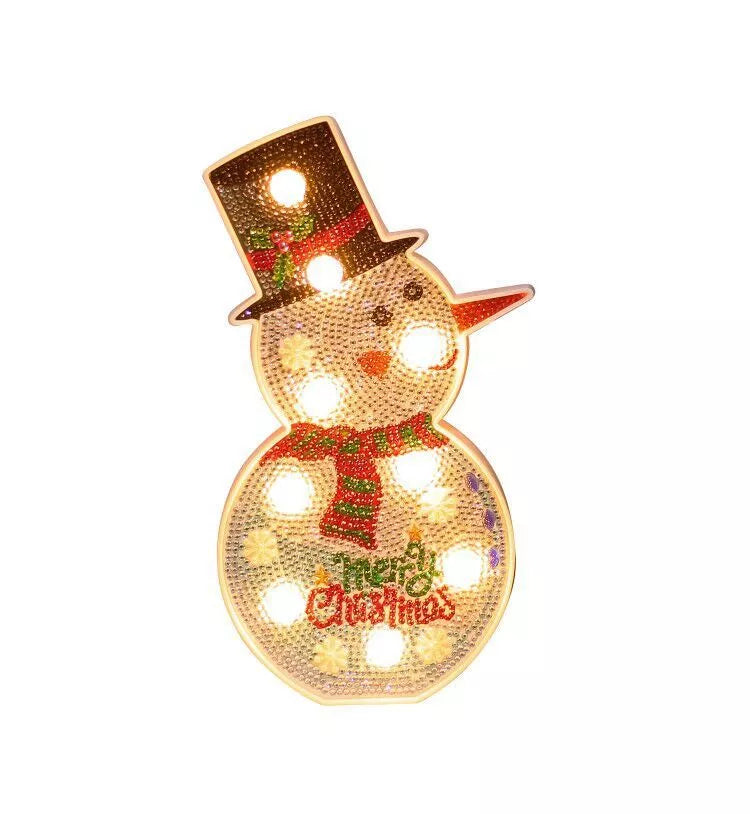 Hand-painted DIY LED Snowman and Christmas Tree Decorative Lamp for holiday decor