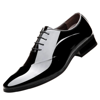 Men's black and brown square toe business formal shoes with PU leather upper
