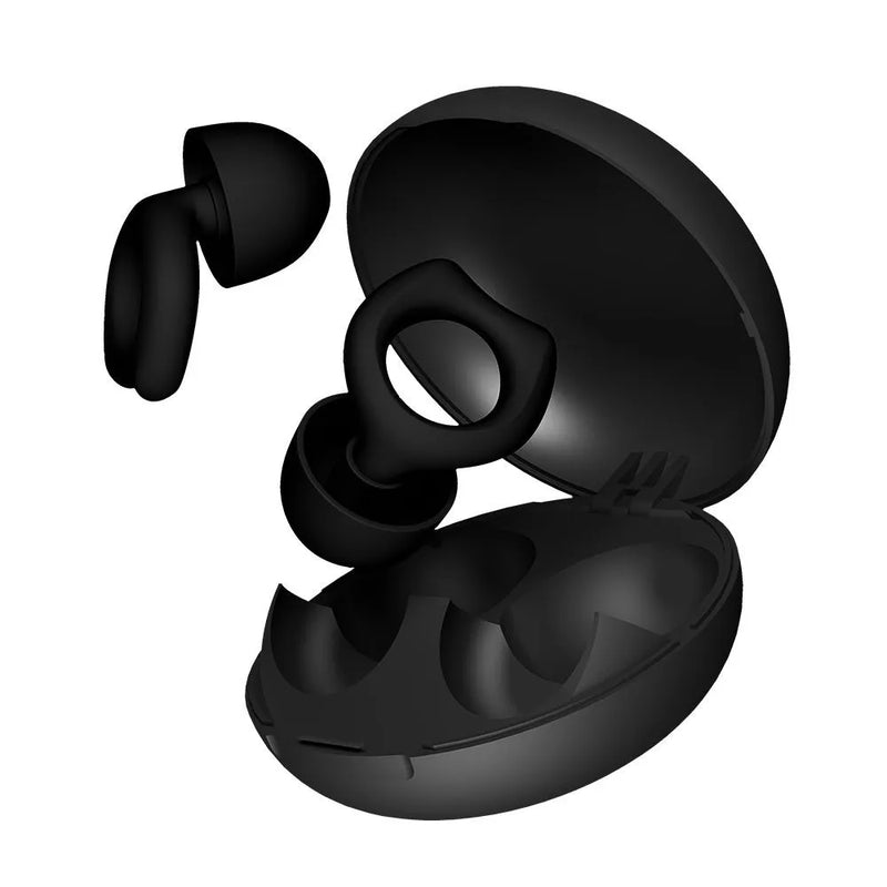 Silicone soundproof earplugs with super anti-noise performance for sleeping, partying, working, or study in black, blue, green, purple, or white colour options with OPP style packaging.