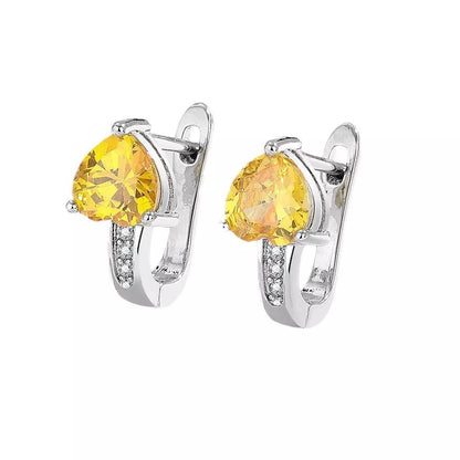 Loving Heart Zircon Ear Clips with diamond accents in heart-shaped design