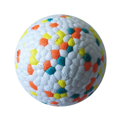 Interactive chew toy ball for dogs, featuring a durable TPU construction and corn grain design to clean teeth while playing