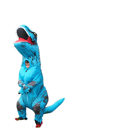 Jurassic World inflatable T-Rex costume standing 2.2m tall with battery fan and complete accessory set