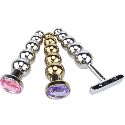 Gold metal anal beads style A 141mm length 33mm diameter for adult use