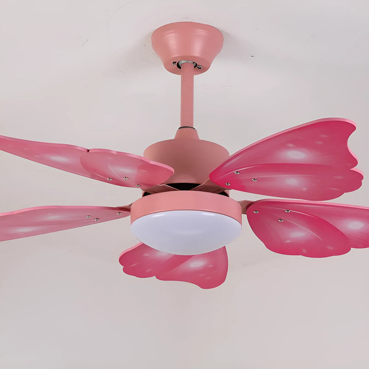 42-inch ceiling fan chandelier with remote, acrylic shade, wooden blades, 1.06m, blue or pink, 220V