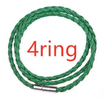 Personalized men's braided leather bracelet with stainless steel beads and custom name charm