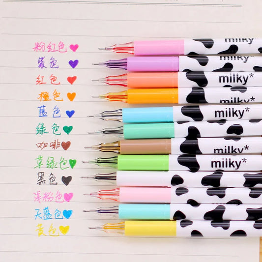 Cow colour gel pen with 0.38mm tip and 12 colours in a plastic box